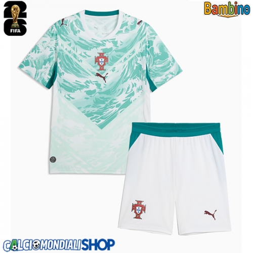 Maglie da calcio Portogallo Seconda Maglia Bambino Mondiali 2026  Manica Corta + Pantaloni corti)
